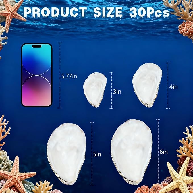 30Pcs 4"-6'' Oyster Shells for Crafts Large Oyster Shells for Crafts Christmas - Image 3