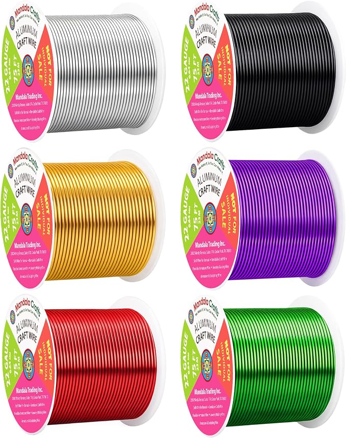 Mandala Crafts 22 GA Silver Black Red Assorted Anodized Aluminum Craft Wire | by MandalaCrafts