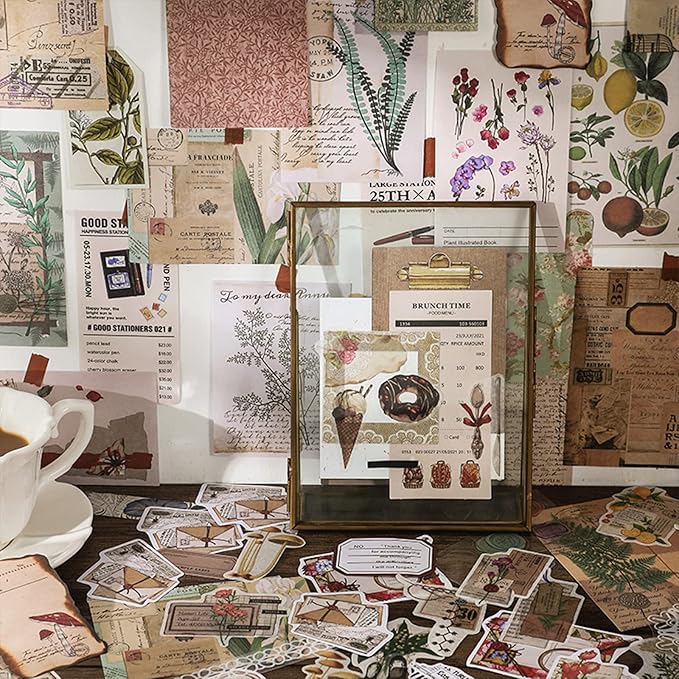 Esweny 260PCS Vintage Journaling Scrapbooking Supplies Scrapbook Sticker Paper - Image 7