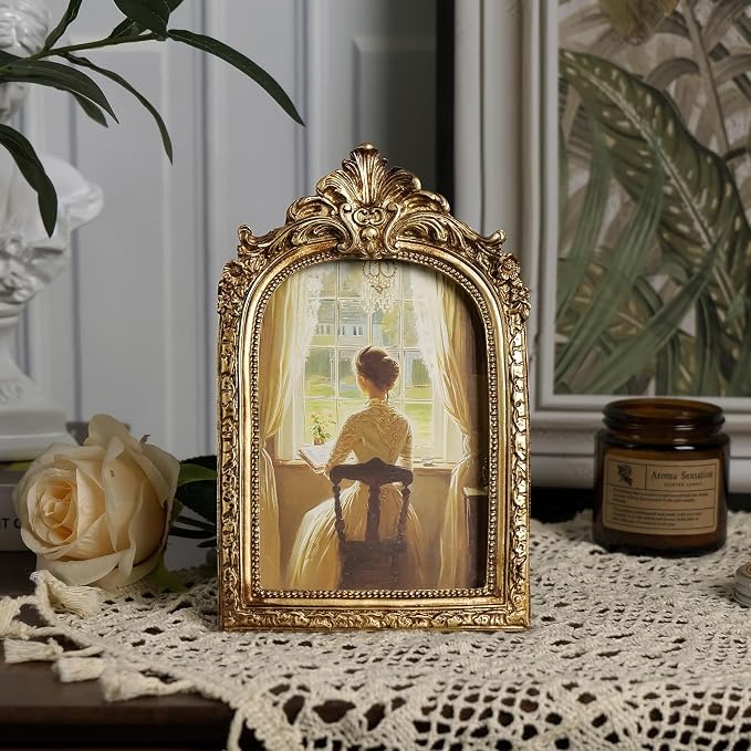 Cuspin 4x6 Vintage Picture Frame Arched Frames, Antique Photo Frame Retro Home - Image 9
