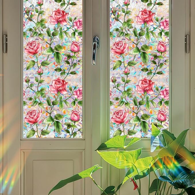 Rose Window Stained Glass Film, Privacy Window Cling - Image 4