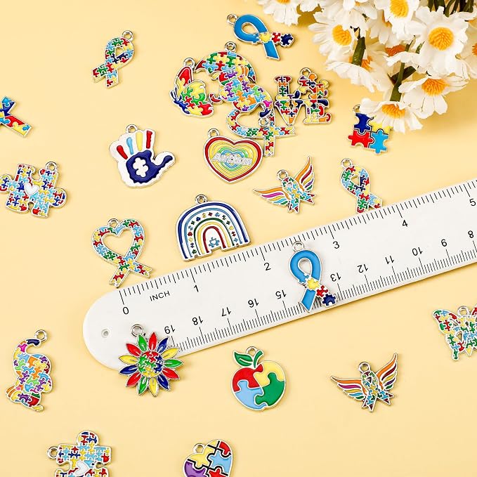 MARFOREVER 40Pcs/20 Pairs Autism Awareness Charms, Autism Charm - Image 2