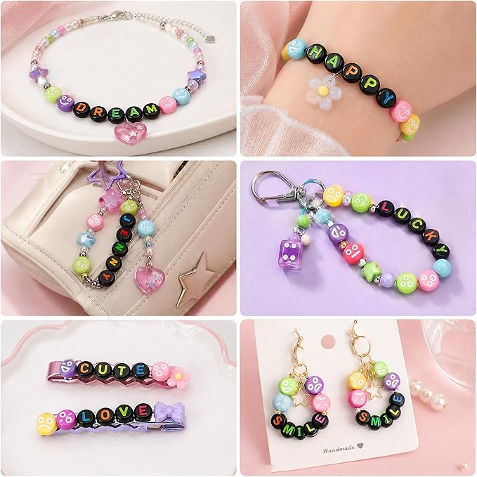 1500PCS Black Letter Beads and Mixed Emoticon Beads - Image 7