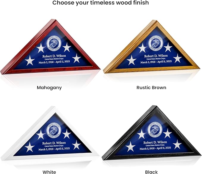 Personalized Flag Display Case for 5x9.5 Burial Flag, Laser Engraved Solid Wood - Image 5