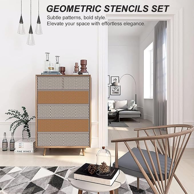 Geometric Stencils for Painting, Spiral Vortex & Sunburst Patterns, Drawing - Image 7
