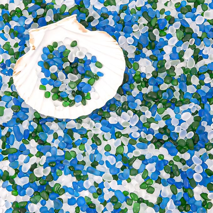 QEQEKAKA Sea Glass Stones for Crafts About 2.75LB (1180g/41.62oz Glass Pebbles - Image 5