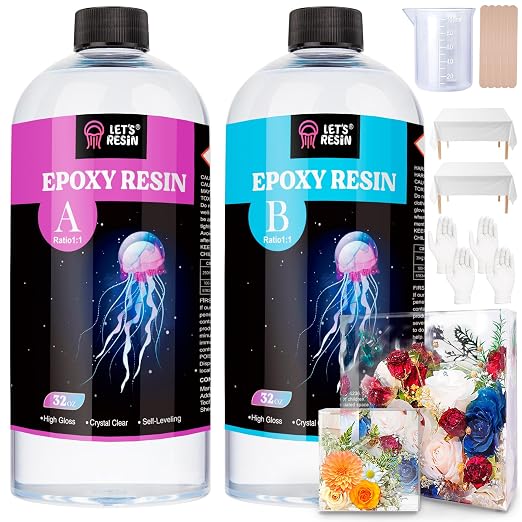 LET'S RESIN 1/2 Gallon Epoxy Resin, Crystal Clear Resin Epoxy Kit by LETSRESIN