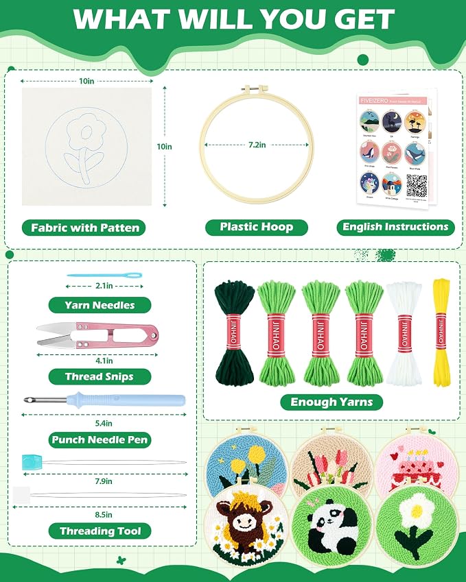 FIVEIZERO Punch Needle Kit for Beginners, Yarn Punch Needle Art Craft Kit for - Image 2