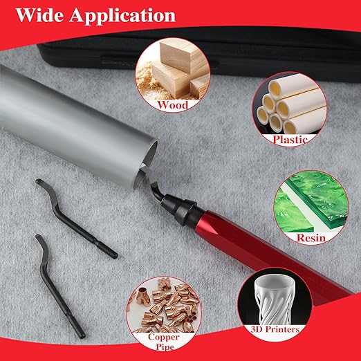 Deburring Tool with 11 Carbon Steel Blades, Rotary Burr Removal Blades with Metal Handle, 360 Degree Rotary Head Deburring Tool for Metal, Copper Pipe, 3D Printing, Resin, PVC