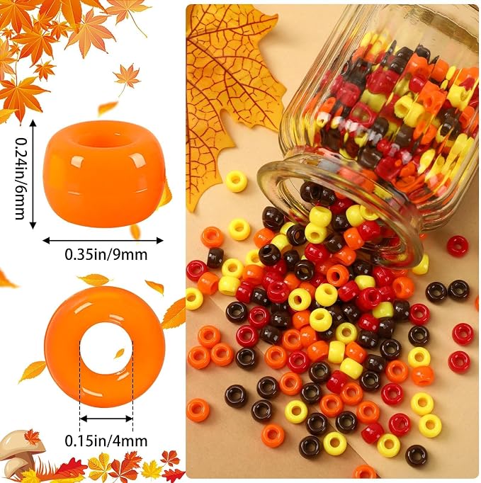 UPINS 1200pcs Fall Pony Beads Autumn Thanksgiving Colors - Image 2