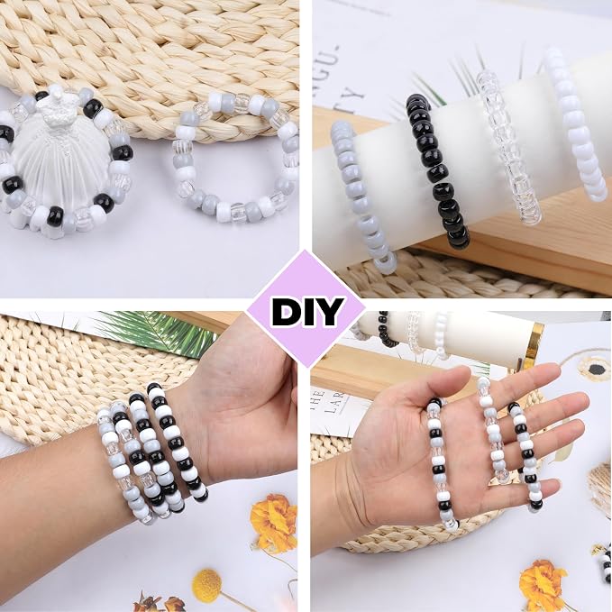 Black White Pony Beads 1000 Pcs Beads - Image 6
