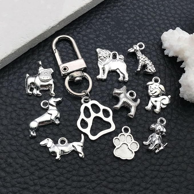 WOCRAFT 60pcs Bright Silver Dogs Bracelet Charms - Image 6