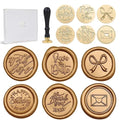 UNIQOOO 6 Pcs Wax Seal Stamp Set, Blessing Sealing Stamper Kit, Wooden Handle by UNIQOOO