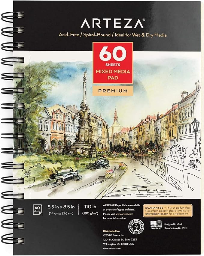 ARTEZA Mixed Media Sketchbook, 5.5 x 8.5 Inches, 60 Sheets Each, - Image 3
