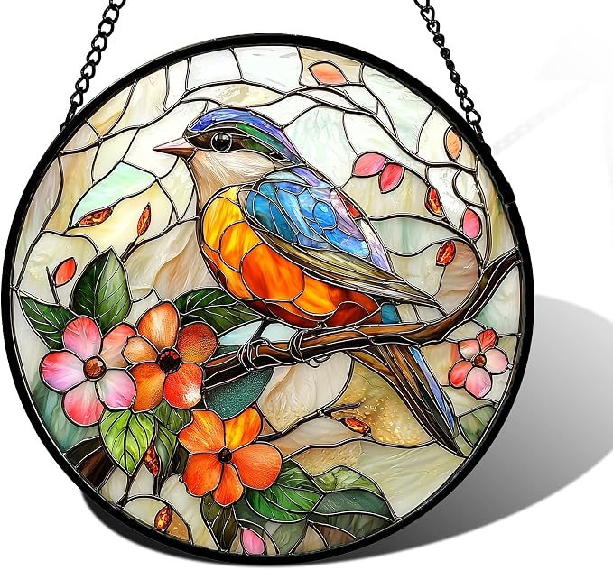 DASTOLL Stained Glass Window Hanging, and Mom 11.8x11.8 in by DASTOLL