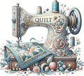 Sewing Machine Stamped Cross Stitch Kits by Unknown
