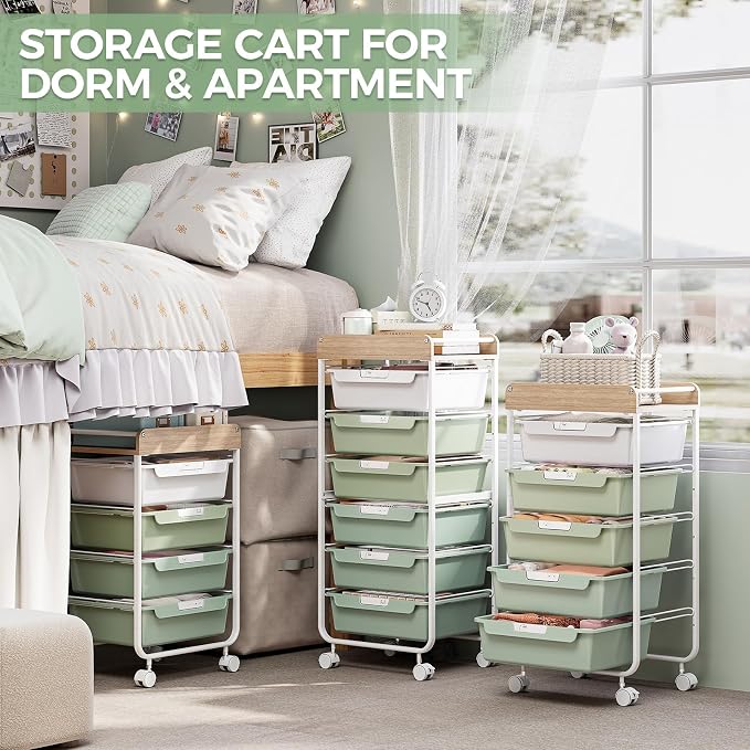 6 Drawer Rolling Cart for Craft Storage, Utility Drawer Organizer - Image 9