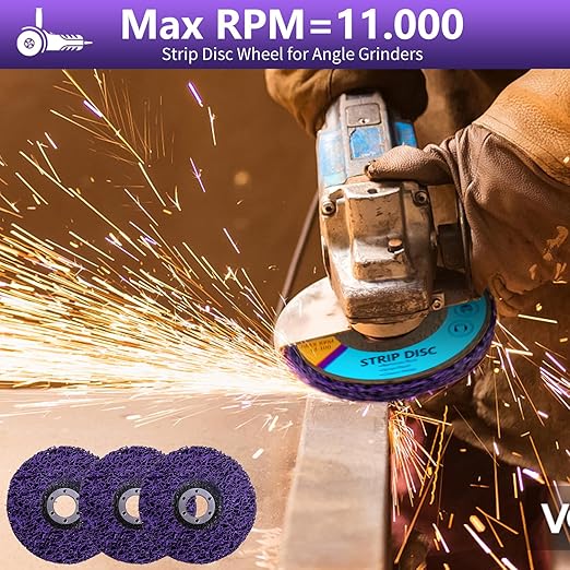 5 Pack Strip Discs Stripping Wheel for Angle Grinder, 4-1/2" x 7/8" Rust Remover Discs, Clean and Remove Paint Coating Rust Welds Oxidation(Purple)