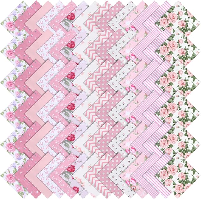 84 Pcs Pink Charm Packs for Quiltings, Cotton Quilting Fabric Bundles, 5 x by Unknown