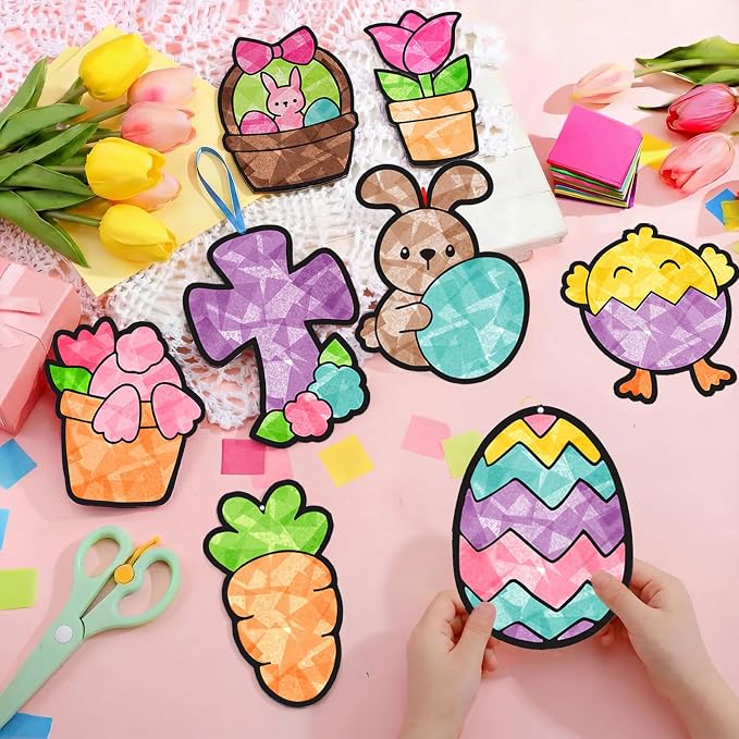 Eersida 32 Sets Easter Suncatcher Craft Kit, Easter Window Art Crafts - Image 5