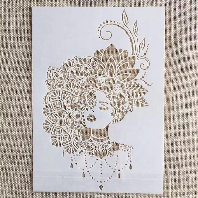 TIAMECH A4 Reusable Mandala Lady Stencil by TIAMECH
