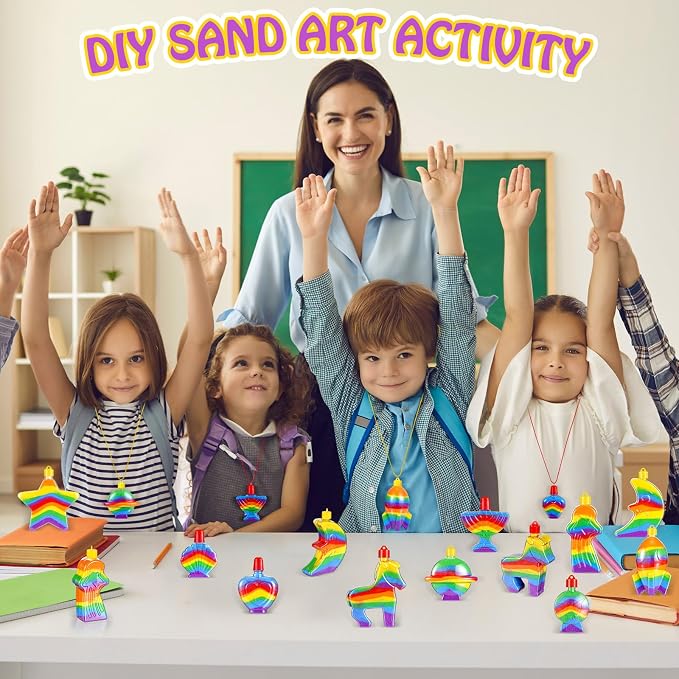 Uiifan 200 Pcs Sand Art Bottle Necklaces Bulk Sand Art Craft Kits - Image 6