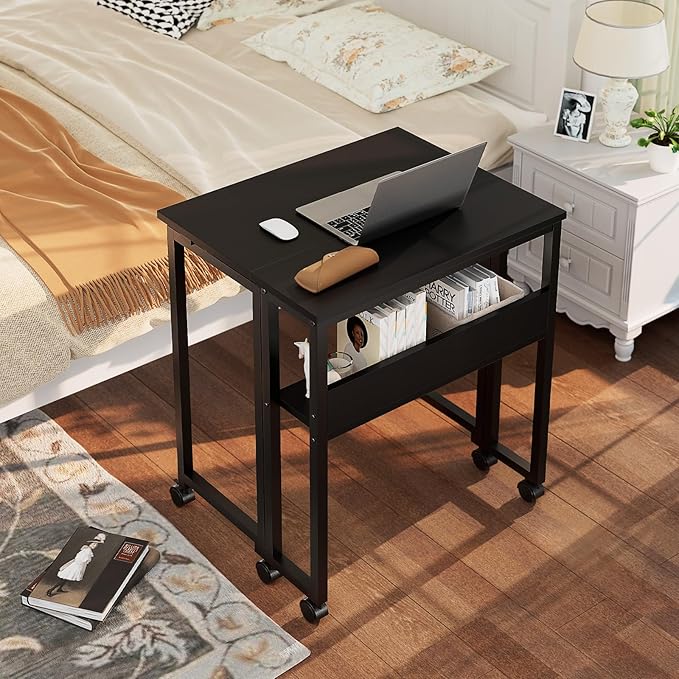 GreenForest Folding Desk with Wheels, 24.8" Rolling Table - Image 2
