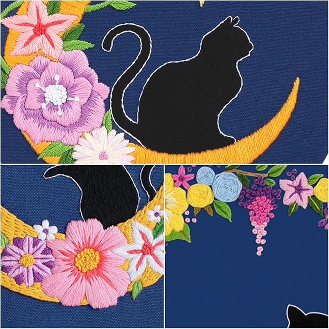 Louise Maelys 3 Sets Cat Moon Embroidery Kits - Image 5