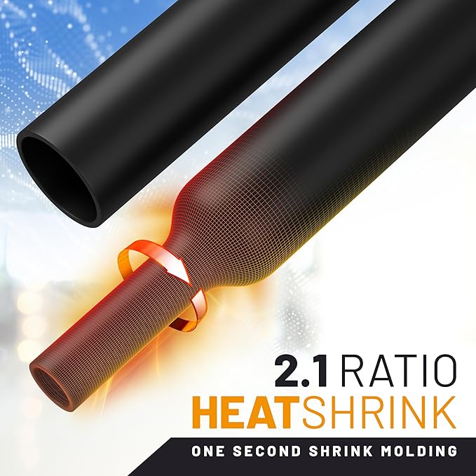 GTSE 1/4 Inch Heat Shrink Tubing, 30 Ft Mini Reel – Black, UL Listed, 2:1 Ratio, Flexible Cable Sleeving – Flame Retardant Polyolefin for Electrical Insulation, Repairs, Wire & Connector Wrap