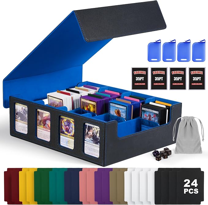 Trading Card Storage Box with Commander Display, 4-Row Deck Case with Removable by Kabinka