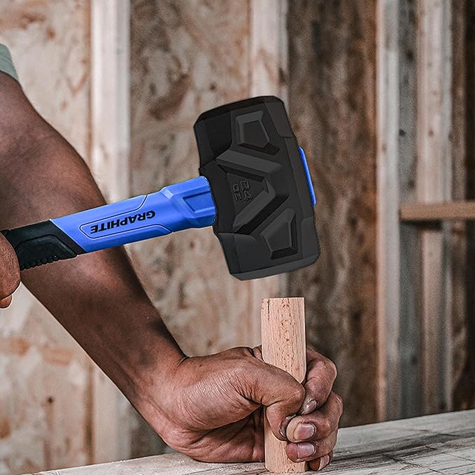 Real Steel Rubber Mallet Hammer 24OZ Black Rubber Hammer with Solid Head, Double-faced Mallets for Flooring, Woodworking, Camping, Automotive 0326