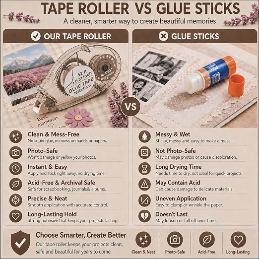 MARCADORUS Double Sided Tape Roller, 8 Pack, Extra-Long 52 Ft Each | 52 Ft x - Image 8
