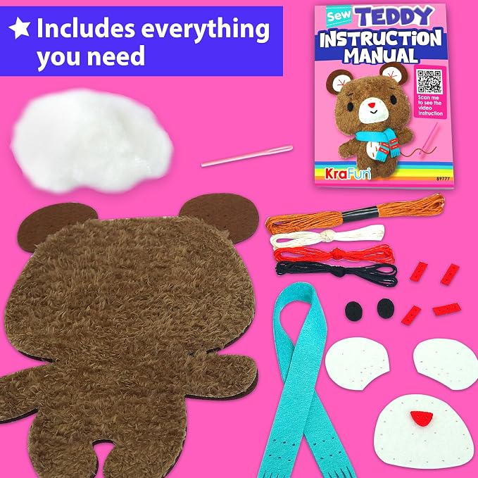 KRAFUN Teddy Bear Sewing Kit for Kids Ages 8-12 - Image 3