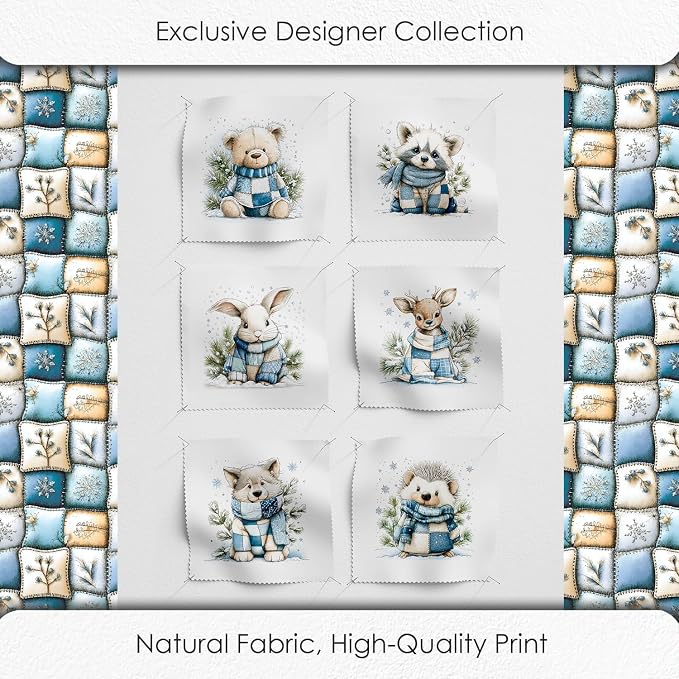 Winter Animals Patchwork Quilting Fabric Panel – 6× Blocks + Bonus Patchwork - Image 5
