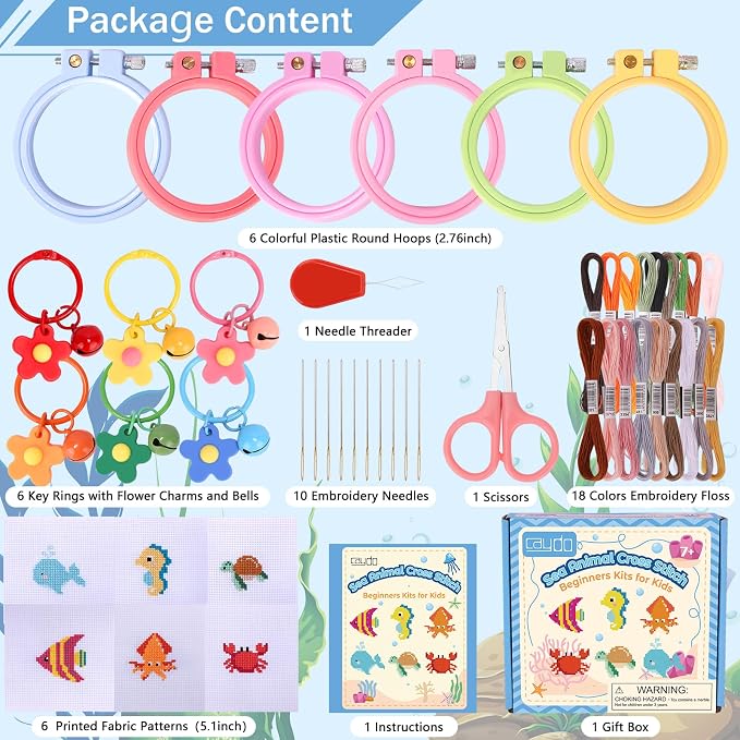 Caydo 6 Pieces Sea Animal Cross Stitch Kit - Image 2