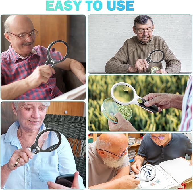 Compact Magnifying Glass with Lights, 3 LED Light Magnifying Glass - Image 3