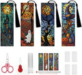 4PC Halloween Counted Cross Stitch Bookmark Kit by Paintcolordiamondpainting