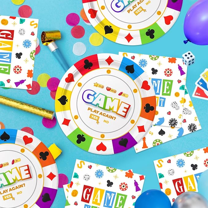 Game Night Decorations Birthday Party Decor 40Pcs Disposable Play Games Plates - Image 6
