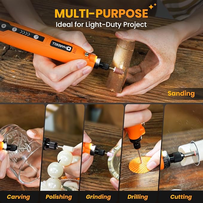 HARDELL Cordless Rotary Tool 3.7V 5-Speed Universal Chuck 71 Accessories | USB - Image 8
