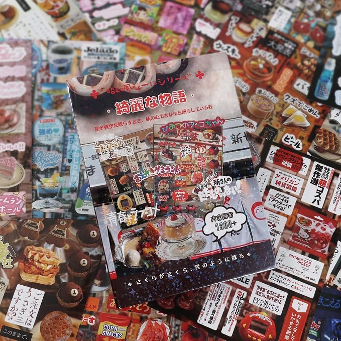 Tmtains 45 Sheets Japanese Manga Style Sticker Book 1300Pcs Heisei Retro - Image 2