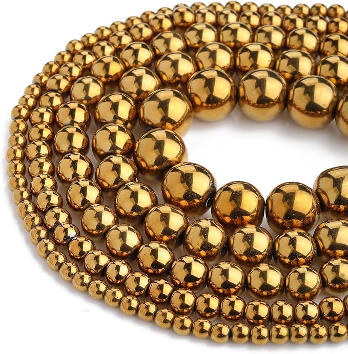 Zenkeeper 108Pcs Gold Hematite Spacer Loose Beads Bulk - Image 3