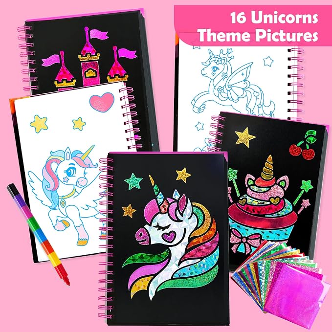 FUNNYB&G Foil Art Craft Kit for Girls 4-10 Years Old: Mess-Free & No-Glue - Image 8