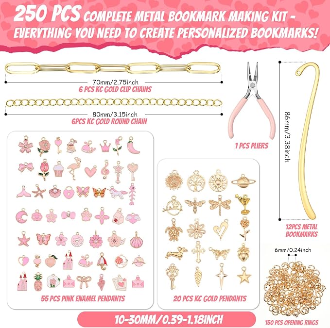 Tudomro 250 Pcs Metal Bookmarks Making Kit, DIY Metal Bar Bookmark Kit - Image 2