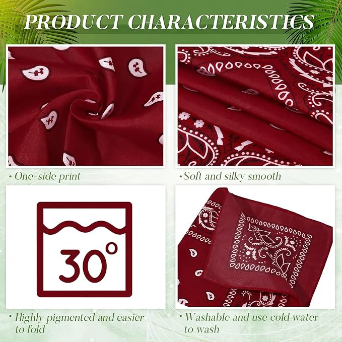 100 Pack Bandanas Unisex Paisley Bandanas Bulk Multi Purpose Cowboy Head Wrap - Image 4