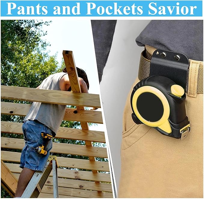 Starvast 2pcs Tape Measure Holder for Belt, Tape Measure Belt Clip, Drill Holder for Tool Belt, Fits Up to 2" Tool Belt, Suitable for Measuring Tape Drill, Any Tape Holster with A Clip, Black
