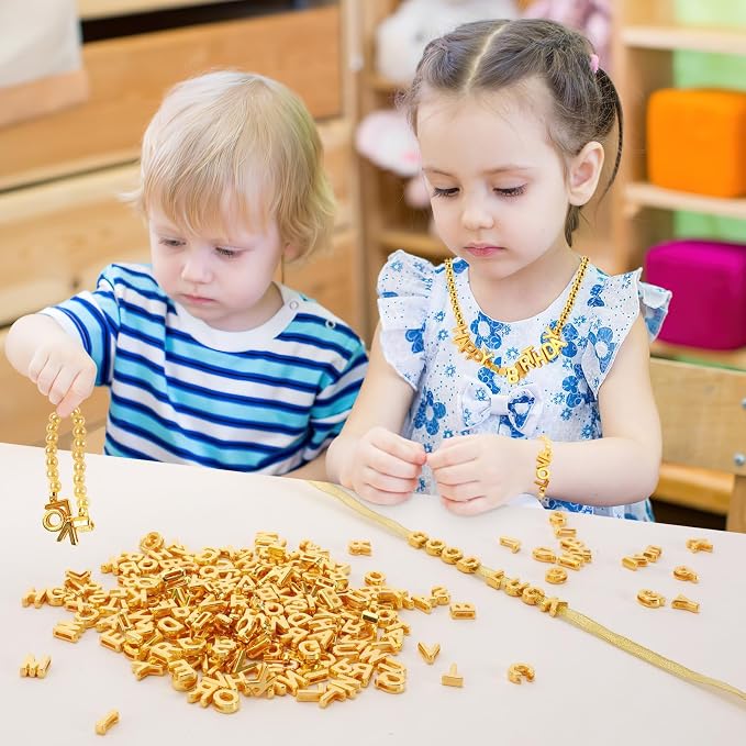 Augshy 700Pcs Gold Large Alphabet Letter Beads - Image 6
