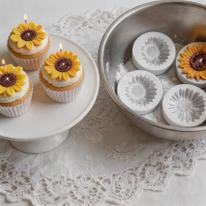 4 Pcs 3D Flower Silicone Molds Daisy Sunflower - Image 9