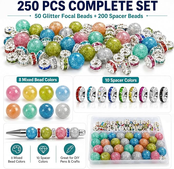 250 Pcs Beads for Pens - 16mm Focal Beads for Beadable Pens - Image 2