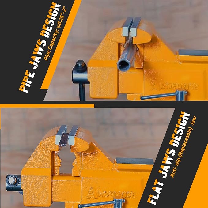 Bench Vise 4.5-Inch Heavy Duty Vise 210° Swivel Base, Multi-Purpose Vise with Large Anvil for Industrial, Home(4.5" Jaw Width)