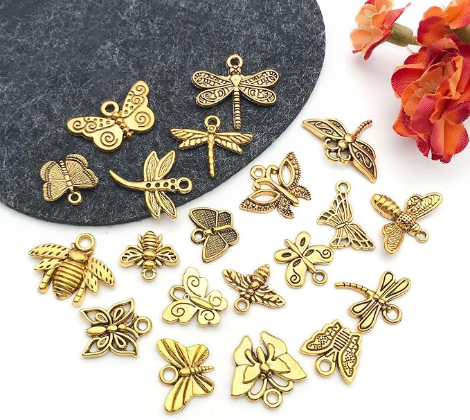 WOCRAFT 60pcs Antique Gold Butterfly Bracelet Charms - Image 3